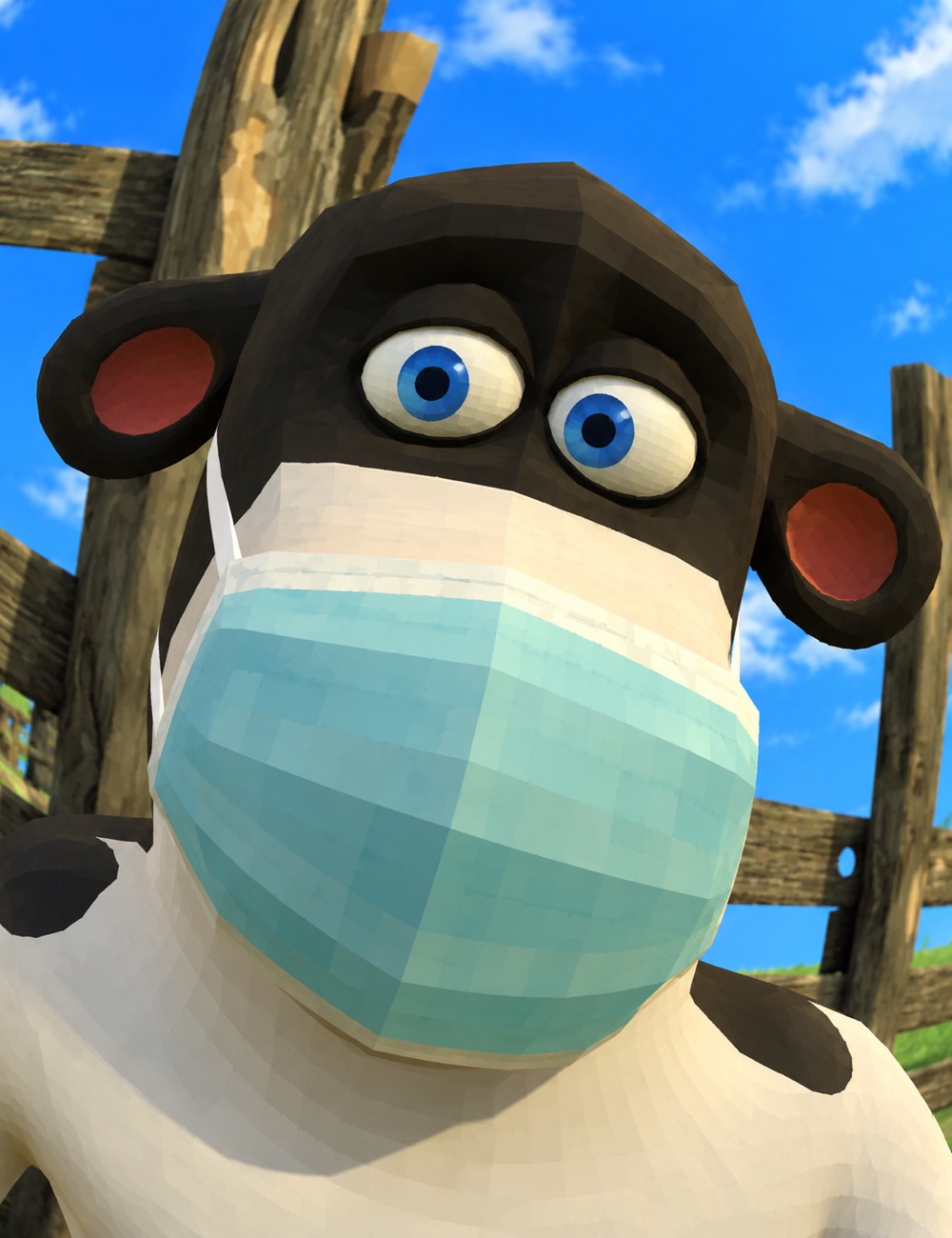 The masked cow staring
